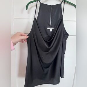 Boston Proper Black Draped cowl neck satin  Camisole
